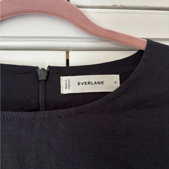 Everlane Black 100% linen Midi Shift Dress size 8: quiet luxury effortless chic - Picture 3 of 5